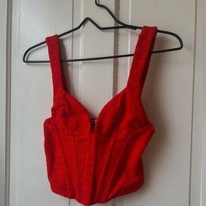 LIGHTLY worn vivid red corset crop top.